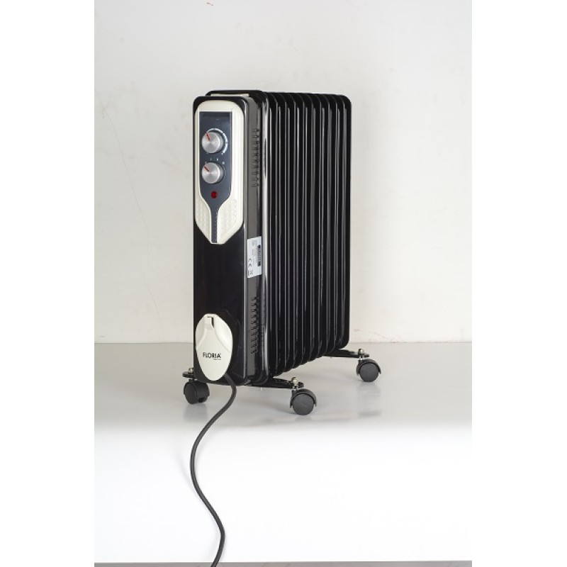 Calorifer electric Floria ZLN-3666,Negru 2500 W, 11 elementi, 3 trepte de putere, Termostat reglabil, Protectie supra-incalzire, Indicator luminos,