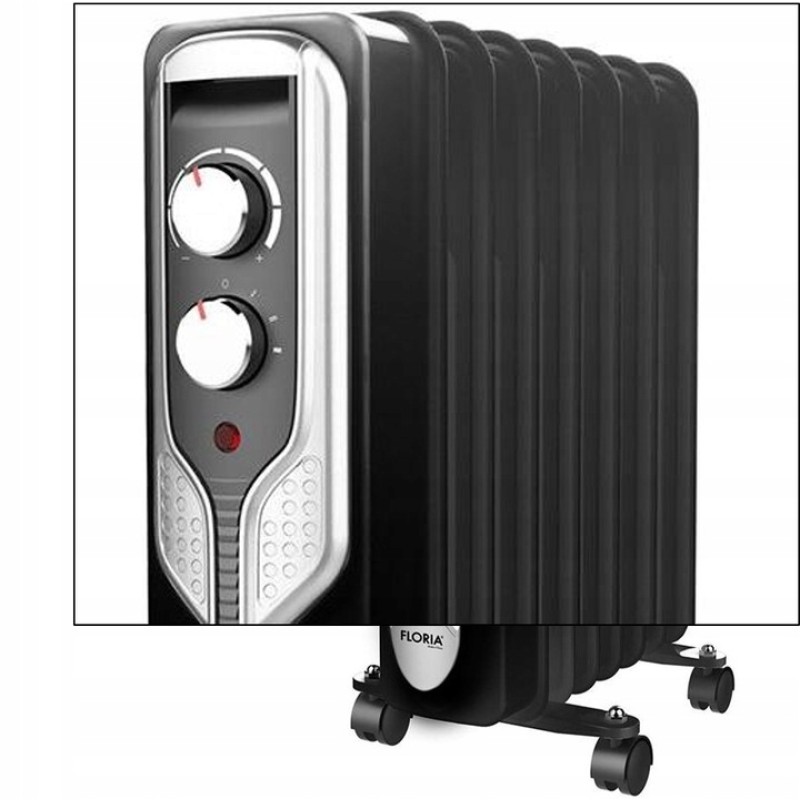 Calorifer electric Floria ZLN-3666,Negru 2500 W, 11 elementi, 3 trepte de putere, Termostat reglabil, Protectie supra-incalzire, Indicator luminos,