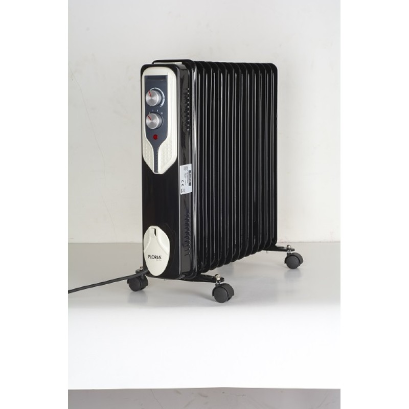 Calorifer electric Floria ZLN-3673,Negru 2500 W, 13 elementi, 3 trepte de putere, Termostat reglabil, Protectie supra-incalzire, Indicator luminos,