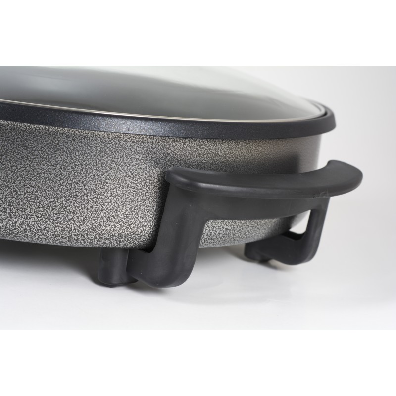 Tigaie electrica rotunda ZİLAN ZLN-7870, pizza grill, diametru 38 cm, 1500 W, capac sticla, material non stick