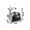 Masina de tocat carne ZILAN ZLN-7599,Negru 1200W, Tava si panou inox, Accesorii umplut carnati, Functie revers, 1.6kg/min,