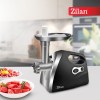 Masina de tocat carne ZILAN ZLN-7599,Negru 1200W, Tava si panou inox, Accesorii umplut carnati, Functie revers, 1.6kg/min,