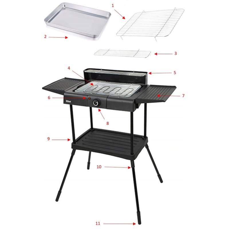 Gratar electric cu picior ZİLAN ZLN-3789 ,2400 W, termostat reglabil