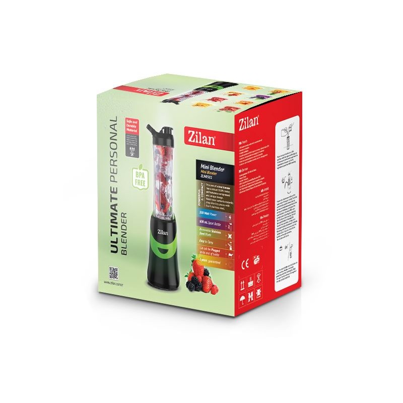 Blender Zilan ZLN0511 pentru smoothies cu recipient sport , 350 W, 600 ml