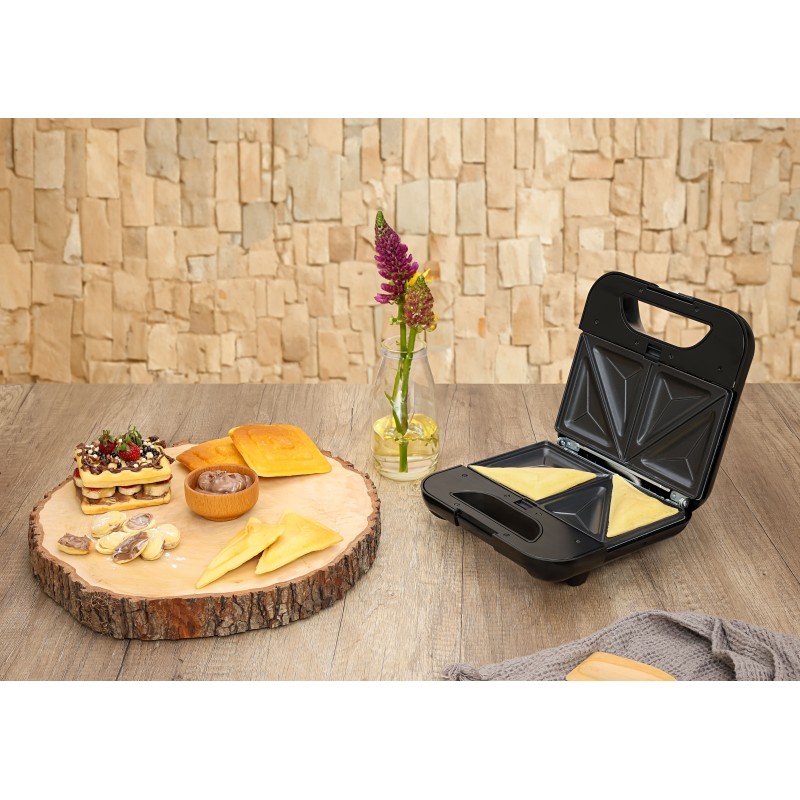 Sandwich-maker ZILAN 5 in 1 ZLN-3932, Negru/Inox 800 W, 5 tipuri de placi grill, triunghi, sandwich, waffle, nuci,