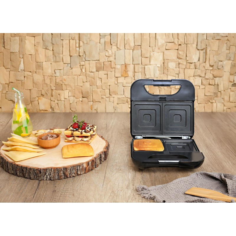 Sandwich-maker ZILAN 5 in 1 ZLN-3932, Negru/Inox 800 W, 5 tipuri de placi grill, triunghi, sandwich, waffle, nuci,