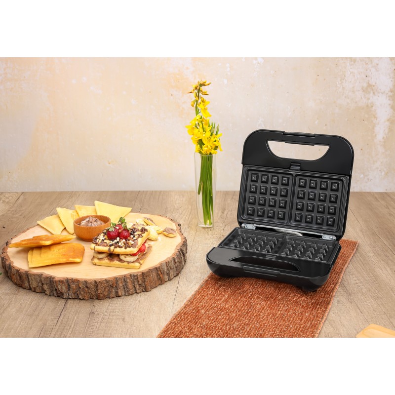 Sandwich-maker ZILAN 5 in 1 ZLN-3932, Negru/Inox 800 W, 5 tipuri de placi grill, triunghi, sandwich, waffle, nuci,