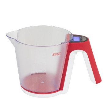 Cantar de bucatarie digital Zilan ZLN 7788, Rosu cu cana, capacitate 2 kg,