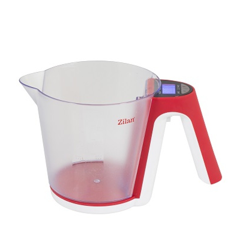 Cantar de bucatarie digital Zilan ZLN 7788, Rosu cu cana, capacitate 2 kg,