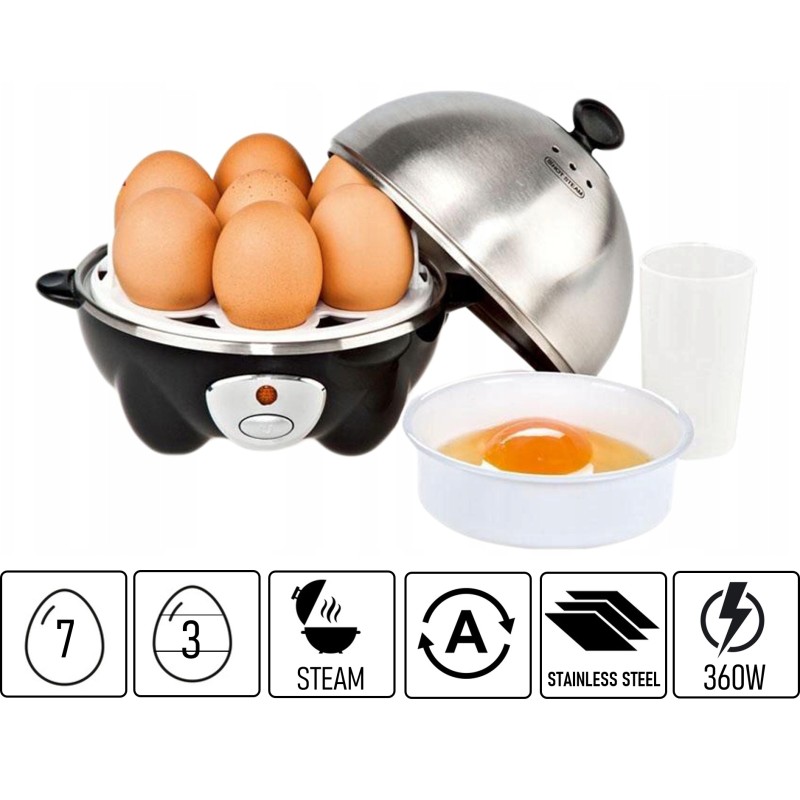 Fierbator de oua ZİLAN ZLN-8075, Negru 360W, Capacitate 7 oua,