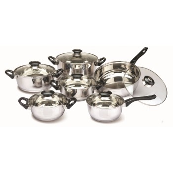Set oale inox FLORIA ZLN-1167, 12 piese  6 oale inox+6 capace sticla termorezistenta , Manere bachelita, Fund dublu, inclusiv inductie
