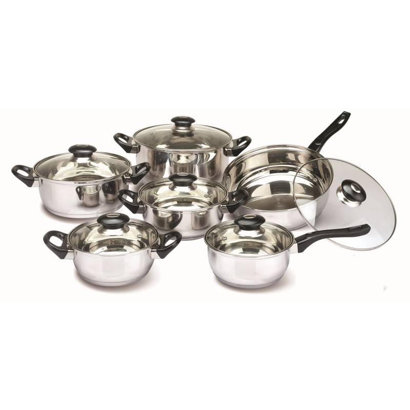 Set oale inox FLORIA ZLN-1167, 12 piese  6 oale inox+6 capace sticla termorezistenta , Manere bachelita, Fund dublu, inclusiv inductie