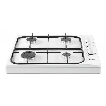 Aragaz 4 ochiuri ZILAN Alb ZLN-1518, Butoane laterale, Emailat