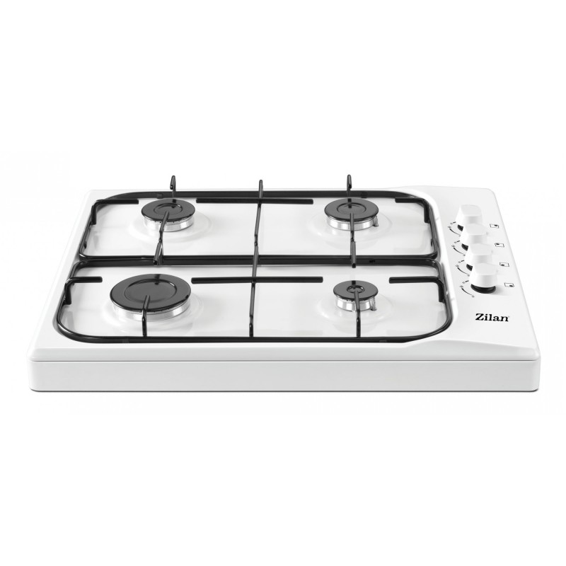 Aragaz 4 ochiuri ZILAN Alb ZLN-1518, Butoane laterale, Emailat