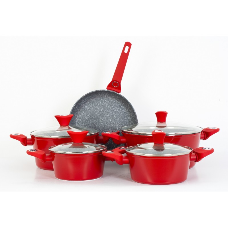 Set oale 9 piese, Zilan ZLN-3260, Material aluminiu, Interior granit, Compatibil inductie