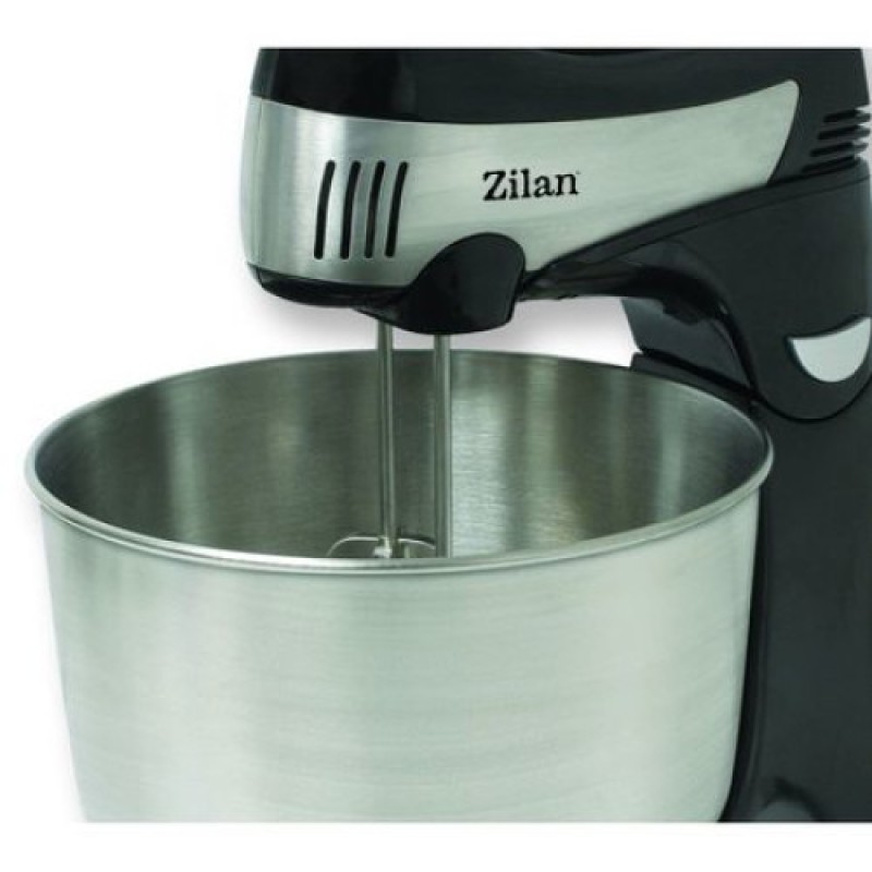 Mixer cu Bol Inox ZILAN ZLN-8198, Capacitate bol mare 4.3Litri, Putere 350W, Functie Turbo, 5 viteze