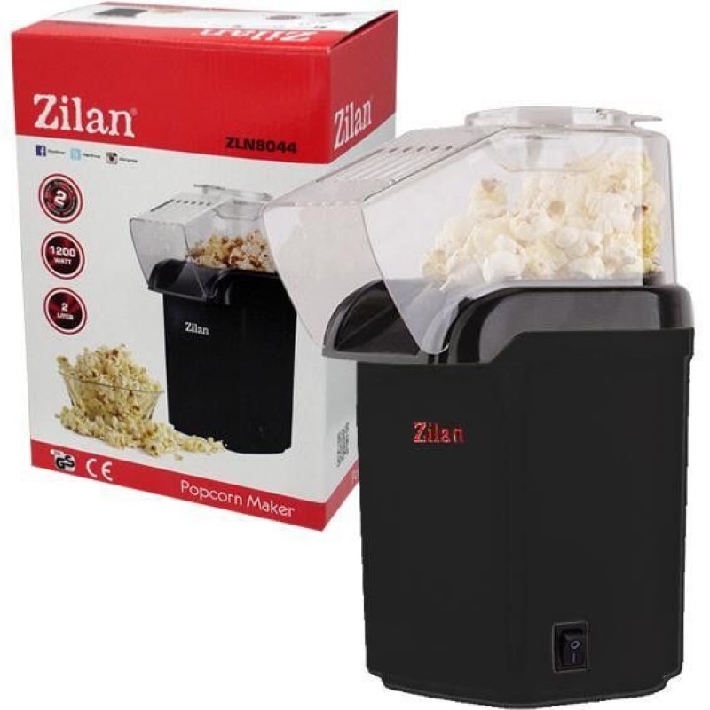 Aparat Pentru Popcorn Zilan ZLN-8045,Negru Putere 1200W, sistem cu jet de aer cald,