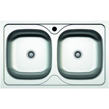 Chiuveta  ZLN-2975 cu doua cuve pentru blat Z-INOX , Inox satinat, 50x80 cm